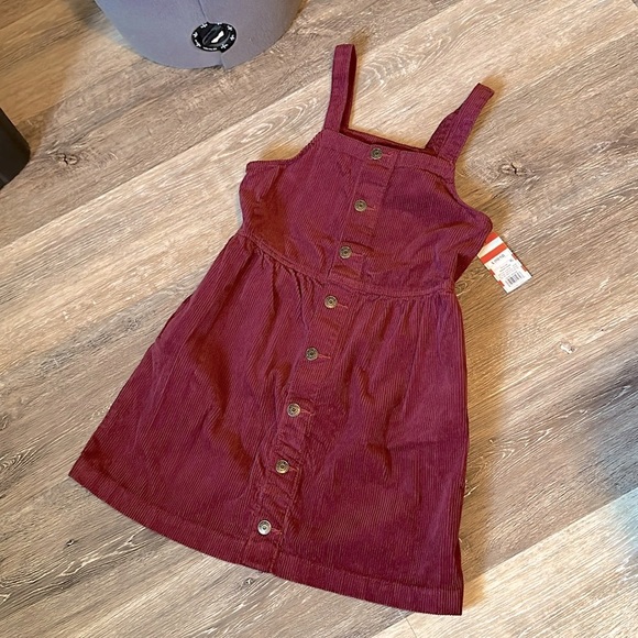 Cat & Jack Other - Cat & Jack Kids Burgundy Corduroy CottonJumpsuit Dress with Pockets Sz 10/12 New